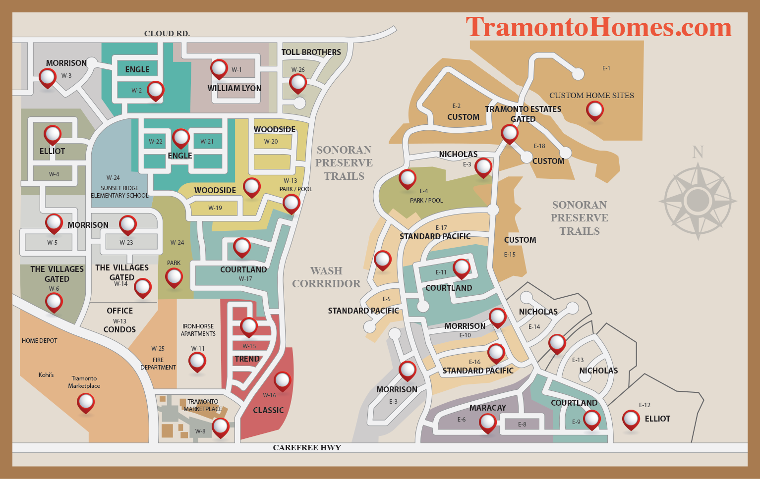Map of the community of Tramonto in Phoenix AZ